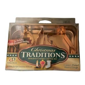 Christmas Traditions Copper Plated Cookie Cutter Set - Candle/Ornament/Stocking